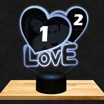 Lampe Personnalisée Cœur Love 2 Blanc Premium