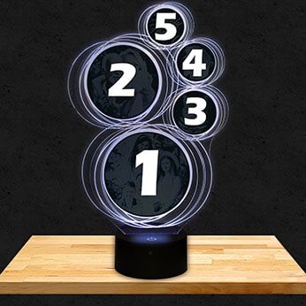 Noël Lampe Personnalisée 5 Ronds 4 Photos Haut de gamme Réveil / Enceinte Bluetooth