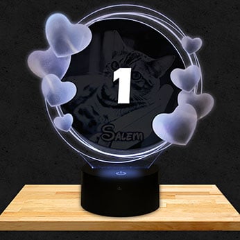 Noël Lampe Personnalisée Ronde Cœurs Haut de gamme Réveil / Enceinte Bluetooth