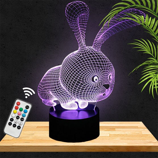 Lampe Led 3d Lapin Mignon Avec Socle Au Choix Lampephoto