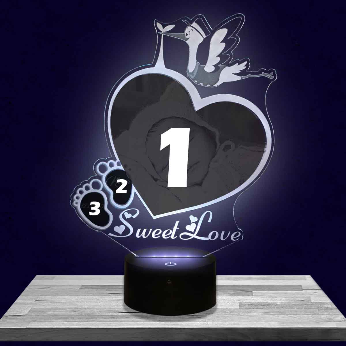 Veilleuse Personnalisée Cœur Cigogne
