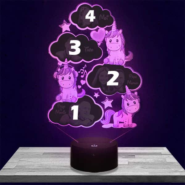 Veilleuse Personnalisée Licornes 4 Photos