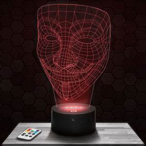 Lampe 3D Anonymous avec socle au choix !