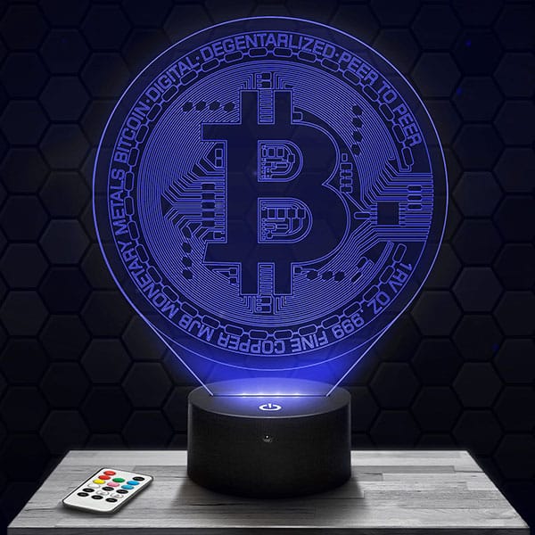 Lampe 3D Bitcoin avec socle au choix !