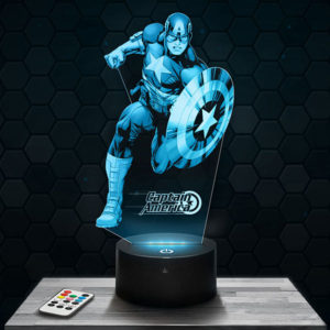 Lampe 3D Captain America avec socle au choix !