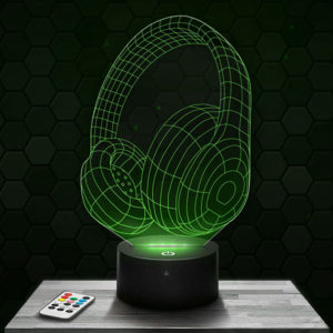 Lampe 3D Casque audio avec socle au choix !