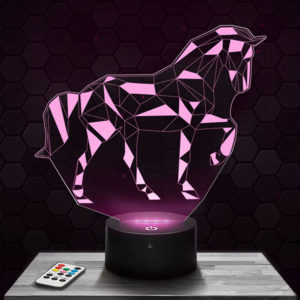 Lampe 3D Cheval Géométrique avec socle au choix !