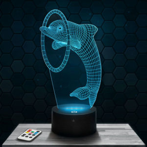 Lampe 3D Dauphin avec socle au choix !