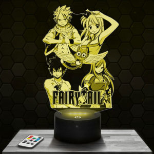 Lampe 3D 3D Fairy Tail - Natsu - Erza - Zeleph - Lucy avec socle au choix !