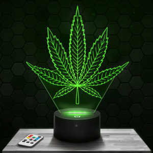 Lampe 3D Feuille de Cannabis avec socle au choix !