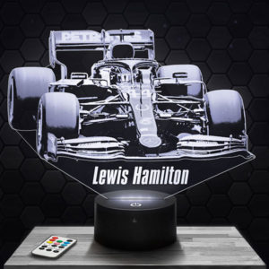 Lampe 3D Lewis Hamilton F1 Mercedes avec socle au choix !