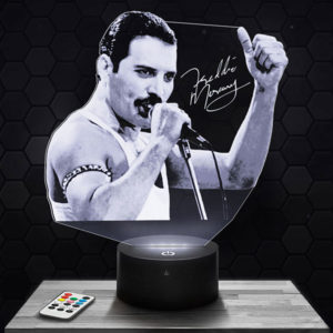 Lampe 3D Freddie Mercury / Queen avec socle au choix !