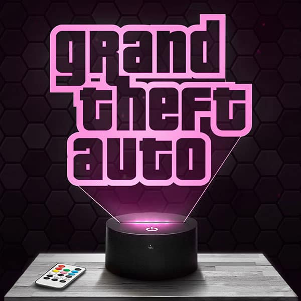 Lampe 3D Logo Grand Theft Auto avec socle au choix !
