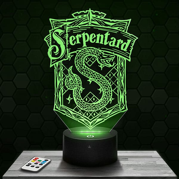Lampe 3D Harry Potter Serpentard avec socle au choix !