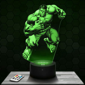 Lampe 3D Marvel - Hulk avec socle au choix !