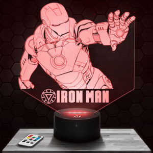 Lampe 3D Iron man avec socle au choix !