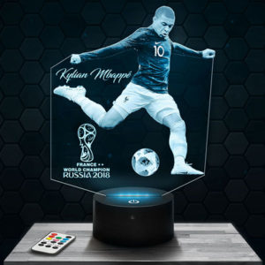 Lampe 3D Kylian Mbappé Coupe du Monde avec socle au choix !
