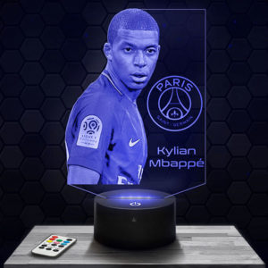 Lampe 3D Kylian Mbappé PSG avec socle au choix !