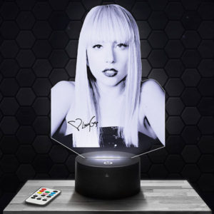 Lampe 3D Lady Gaga Modèle 2 avec socle au choix !