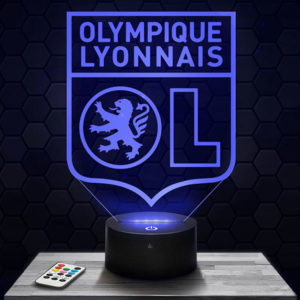 Lampe 3D Logo OL Olympique Lyonnais avec socle au choix !
