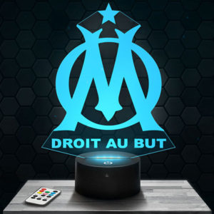 Lampe 3D Logo OM Olympique de Marseille avec socle au choix !