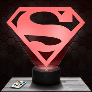 Lampe 3D Logo Superman avec socle au choix !