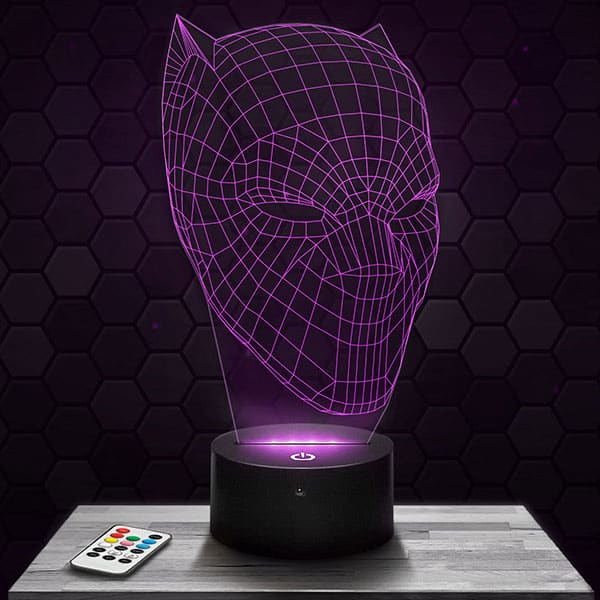 Lampe 3D Masque Black Panther avec socle au choix !