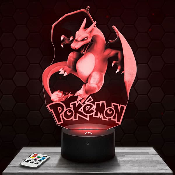 Lampe 3D Dracaufeu Pokémon avec socle au choix !
