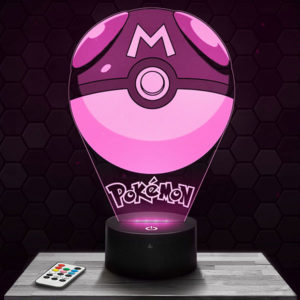 Lampe 3D Master Ball Pokémon avec socle au choix !