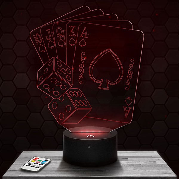 Lampe 3D Poker avec socle au choix !