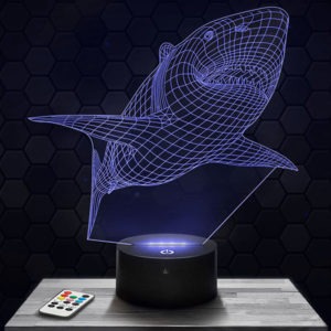 Lampe 3D Requin avec socle au choix !