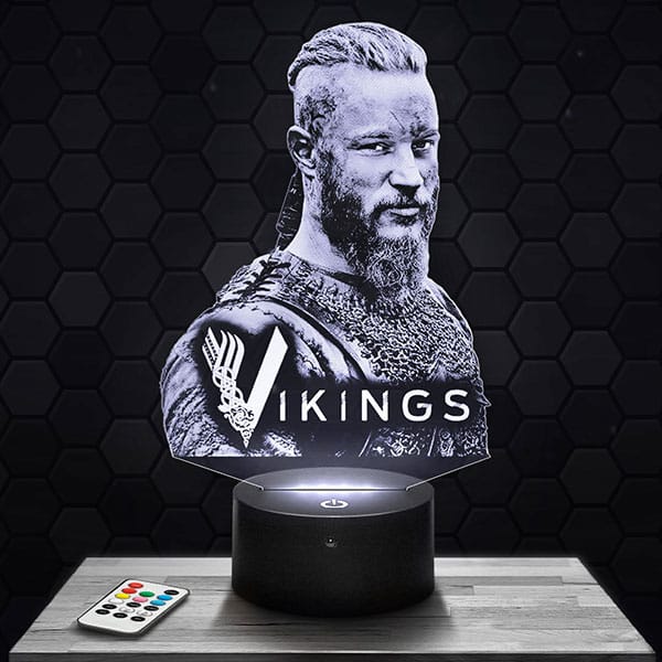 Lampe 3D Ragnar LothBrok - Vikings avec socle au choix !