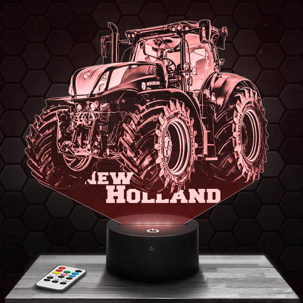 Lampe 3D New Holland Tracteur Agricole avec socle au choix
