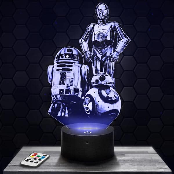 Lampe 3D Star Wars R2D2 avec socle au choix ! - LampePhoto