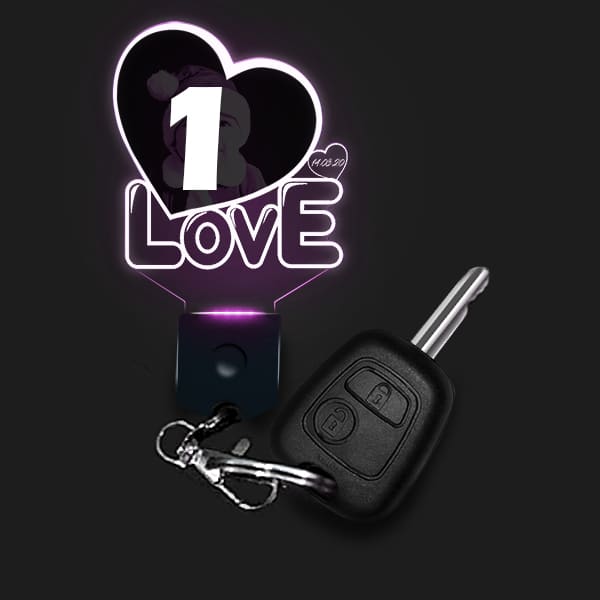 Porte Clef Lumineux Personnalisé Cœur Love