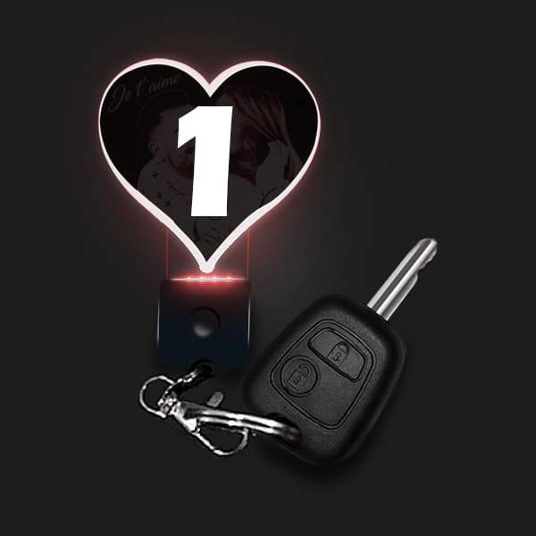 Porte Clef Lumineux Personnalisé Cœur