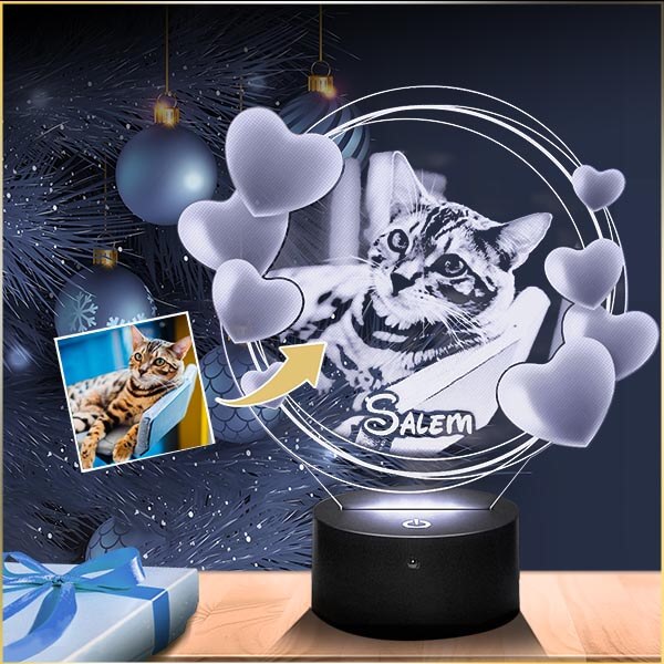 pub noel bleu rond coeur chat