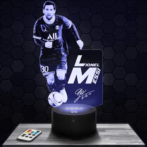 Lampe 3D Lionel Messi PSG 2022 avec socle au choix ! - LampePhoto
