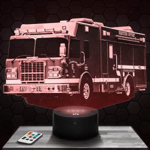 Lampe 3D Camion Pompier Américain - LampePhoto