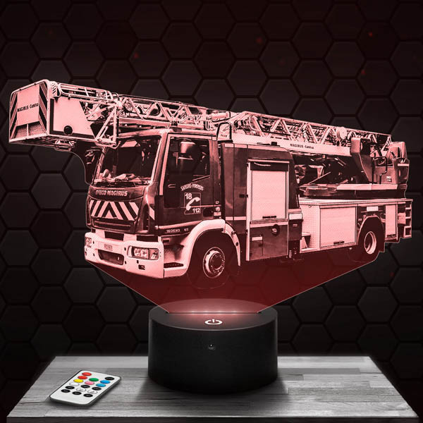 Lampe 3D Camion pompier Français - LampePhoto
