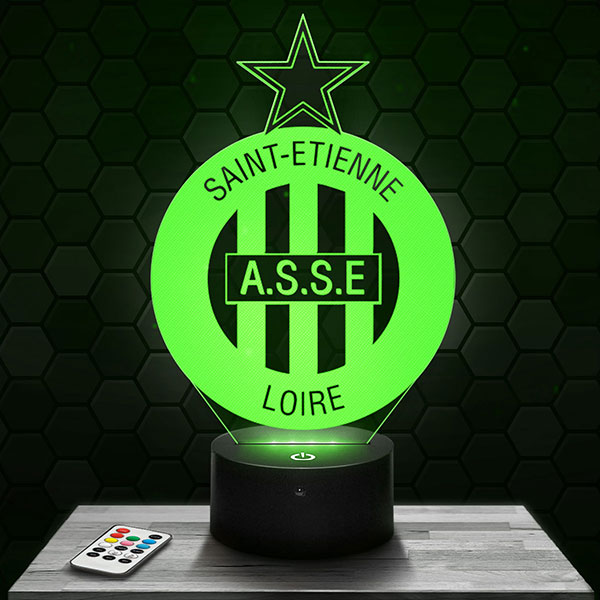 Lampe LED 3D Logo ASSE St Etienne avec socle au choix ! - LampePhoto