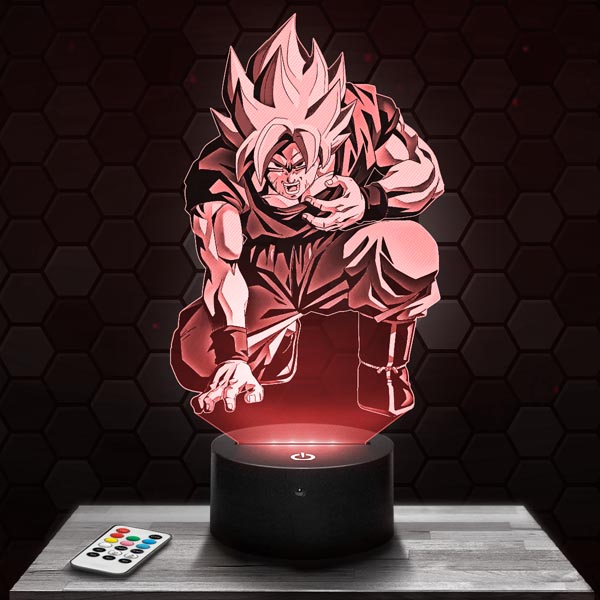 Lampe 3D Dragon Ball Z - Son Goku Combat avec socle au choix ! - LampePhoto