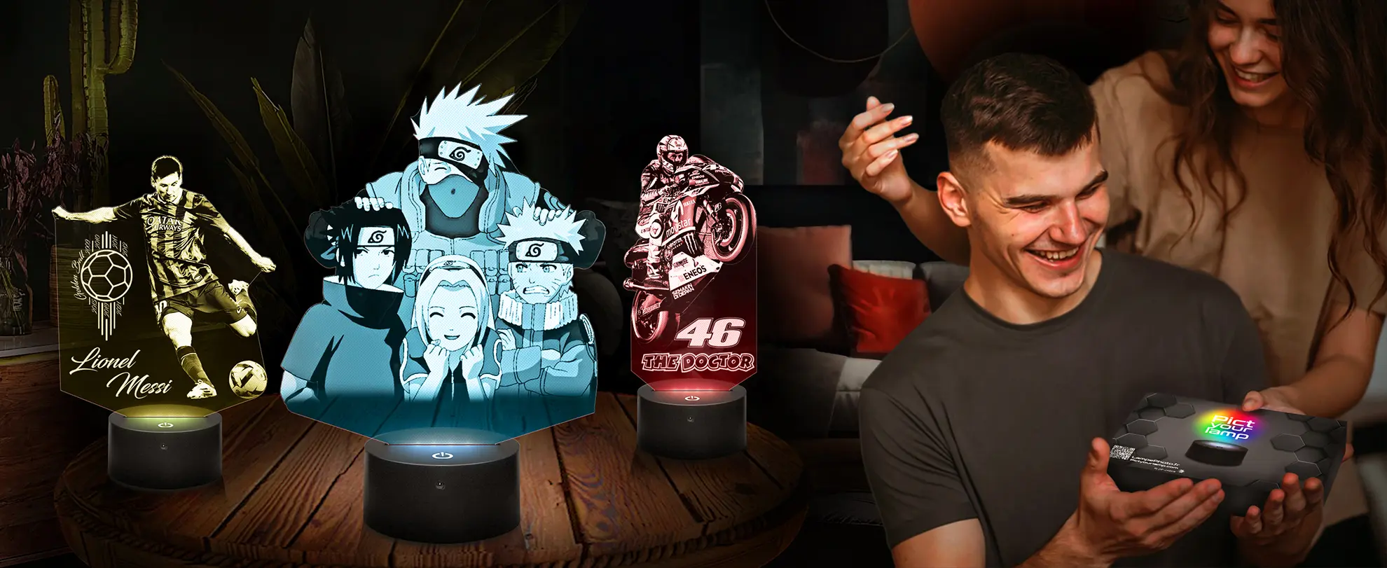 lampe couple cadeau boite