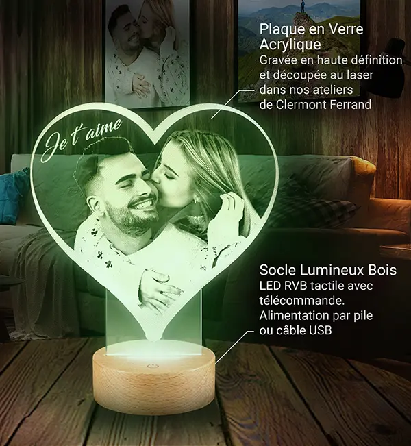 Lampe Photo personnalisée changement couleur vert