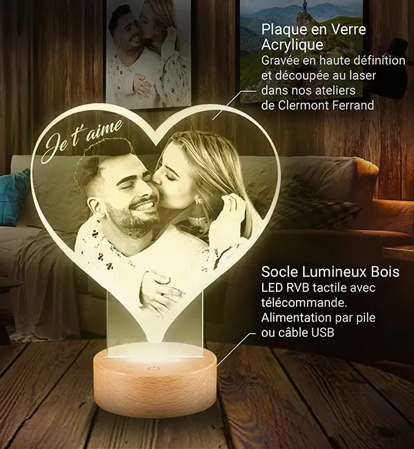 Lampe Photo personnalisée changement couleur jaune