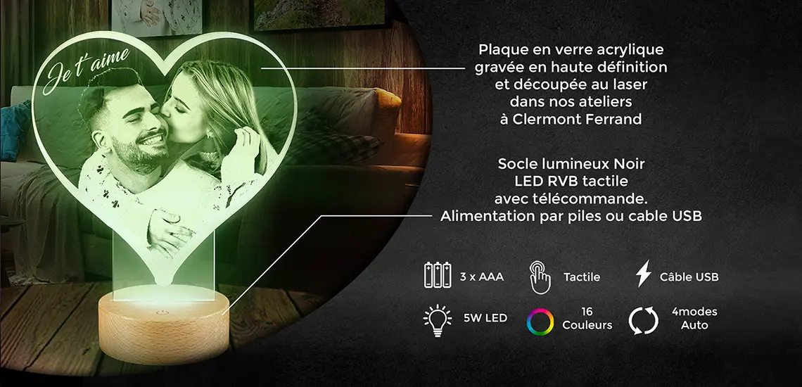 Lampe Photo personnalisée changement couleur vert